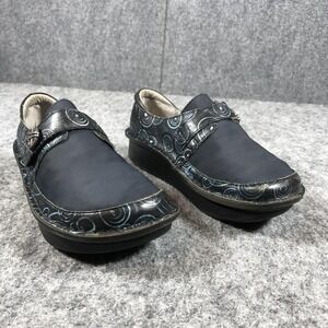 Alegria DEN-587 Blue Leather Comfort Clogs Womens 7.5 Slip On Nurse Shoes